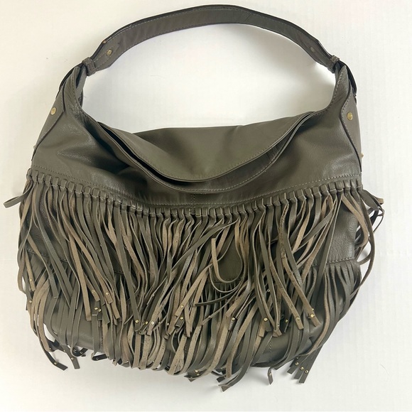 OrYany Stevie Fringe Olive Green-Gray Concealed Hobo Bag - Picture 3 of 14